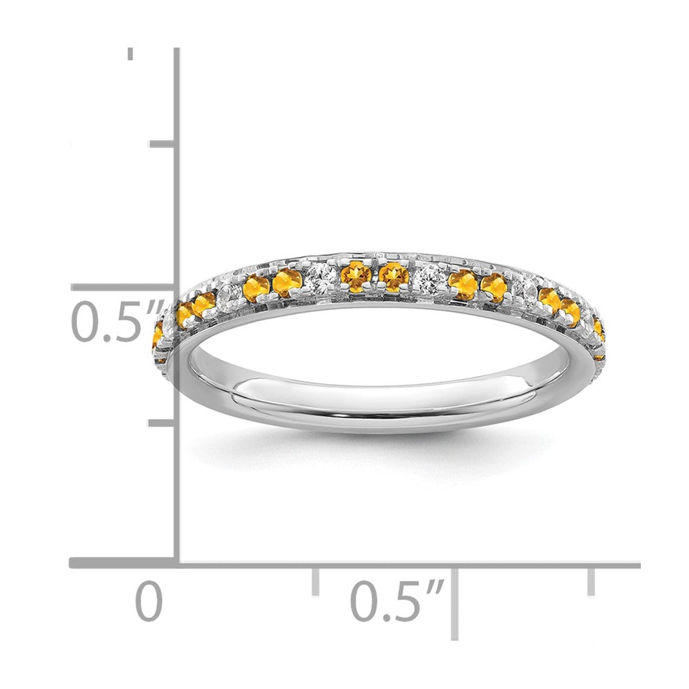 14k White Gold Stackable Expressions Citrine and Diamond Ring