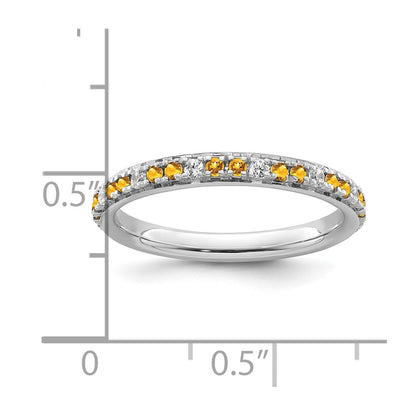 14k White Gold Stackable Expressions Citrine and Diamond Ring