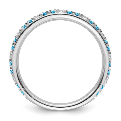 14k White Gold Stackable Expressions Blue Topaz and Diamond Ring
