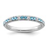 14k White Gold Stackable Expressions Blue Topaz and Diamond Ring