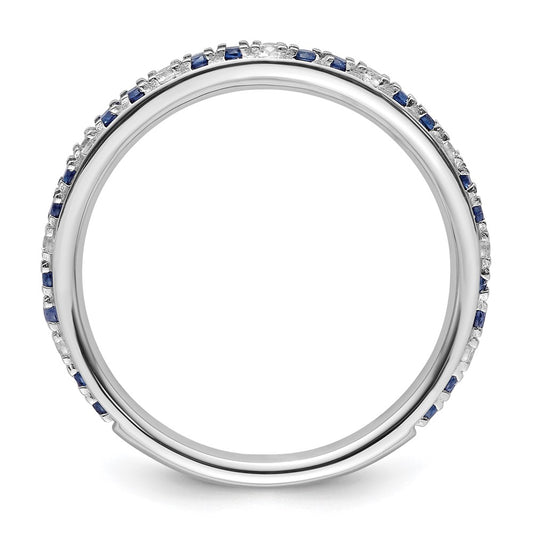 14k White Gold Stackable Expressions Cr.Sapphire and Diamond Ring