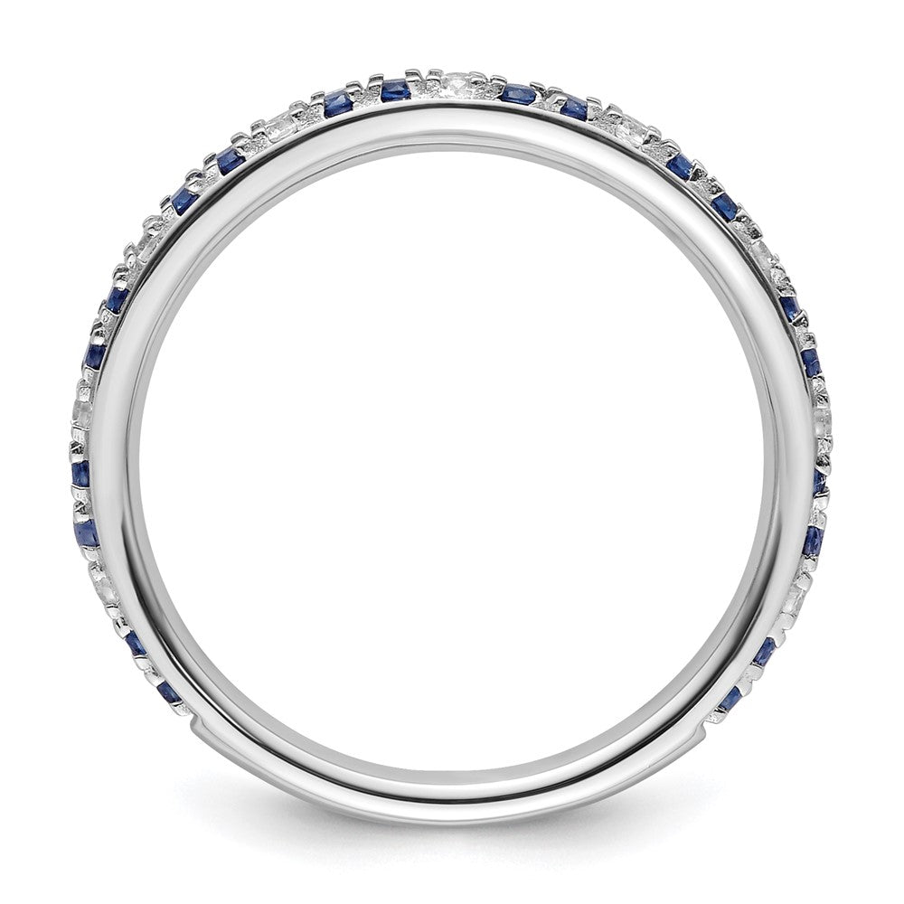 14k White Gold Stackable Expressions Cr.Sapphire and Diamond Ring