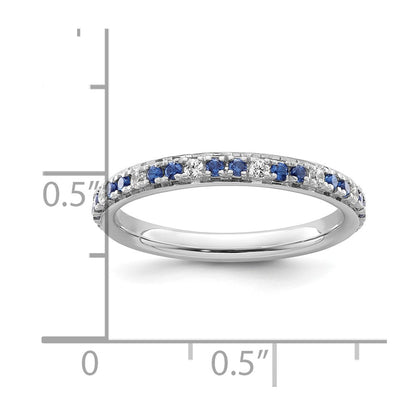 14k White Gold Stackable Expressions Cr.Sapphire and Diamond Ring