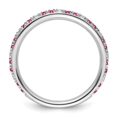 14k White Gold Stackable Expressions Pink Tourmaline/Diamond Ring