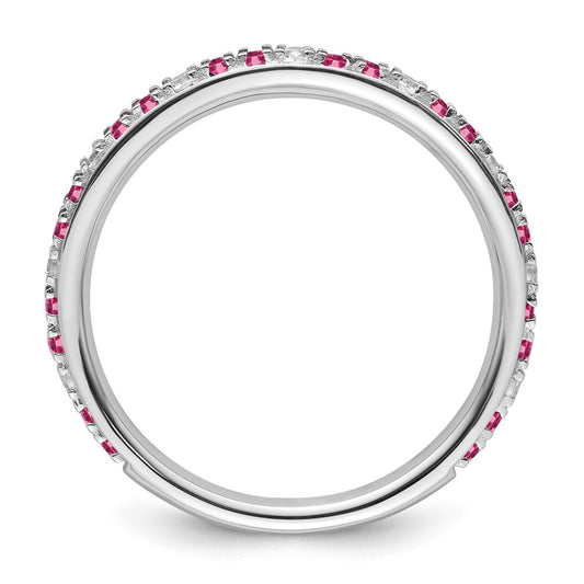 14k White Gold Stackable Expressions Pink Tourmaline/Diamond Ring