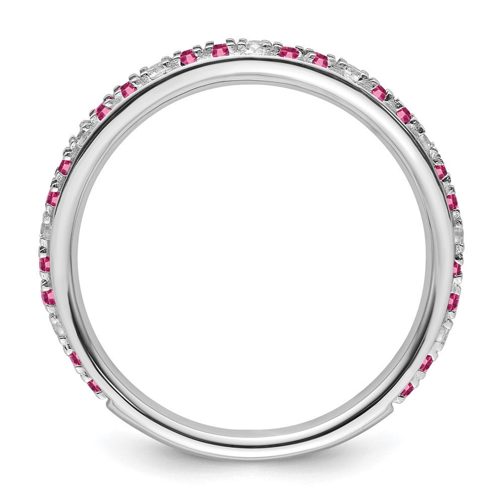 14k White Gold Stackable Expressions Pink Tourmaline/Diamond Ring