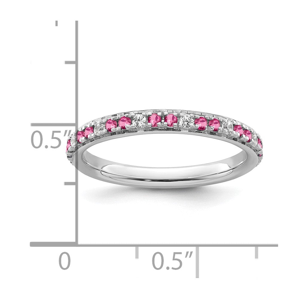 14k White Gold Stackable Expressions Pink Tourmaline/Diamond Ring