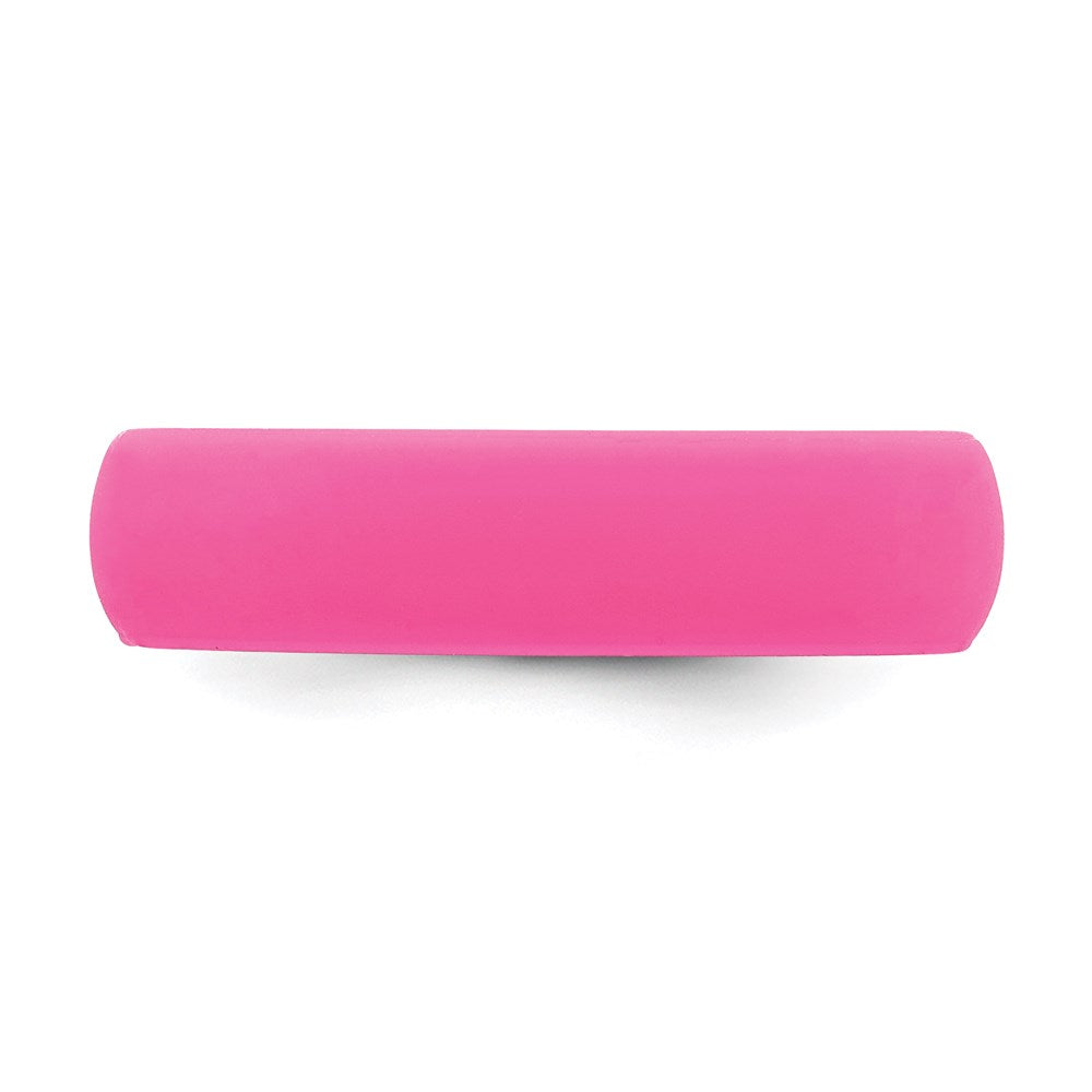 Silicone Hot Pink 5.7mm Domed Band Size 8