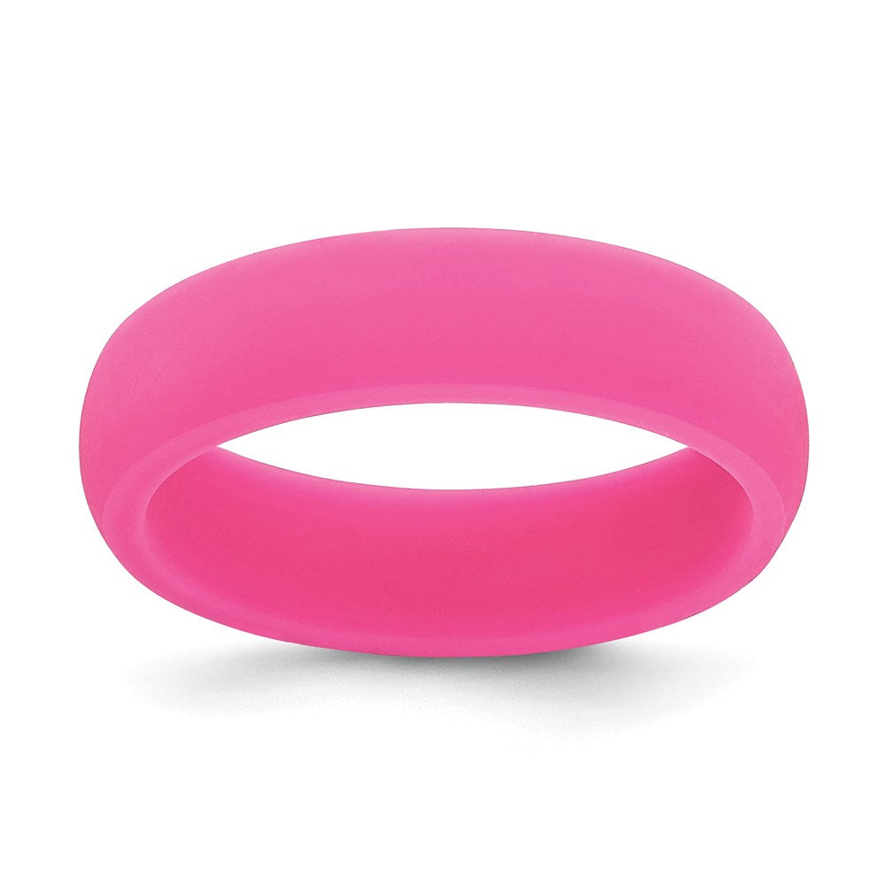 Silicone Hot Pink 5.7mm Domed Band Size 10