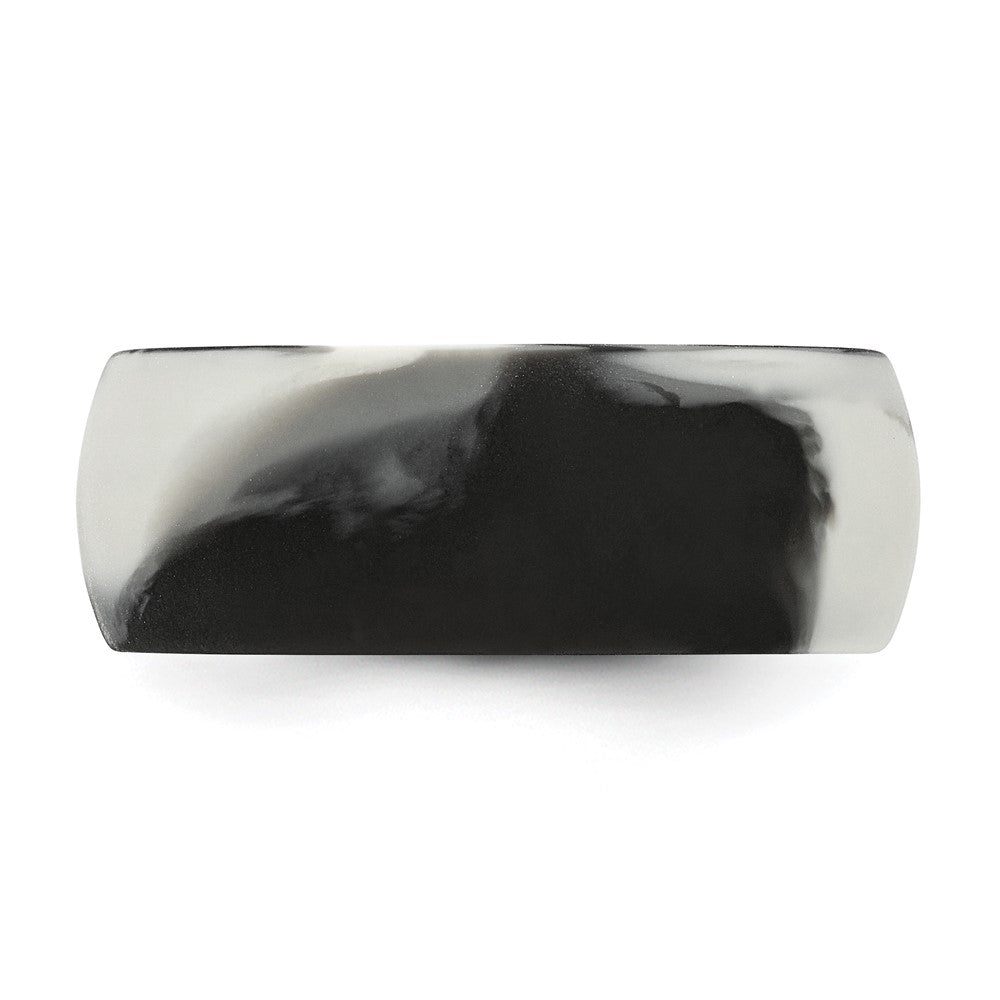 Silicone Black and Grey Camouflage 8.7mm Domed Band Size 8