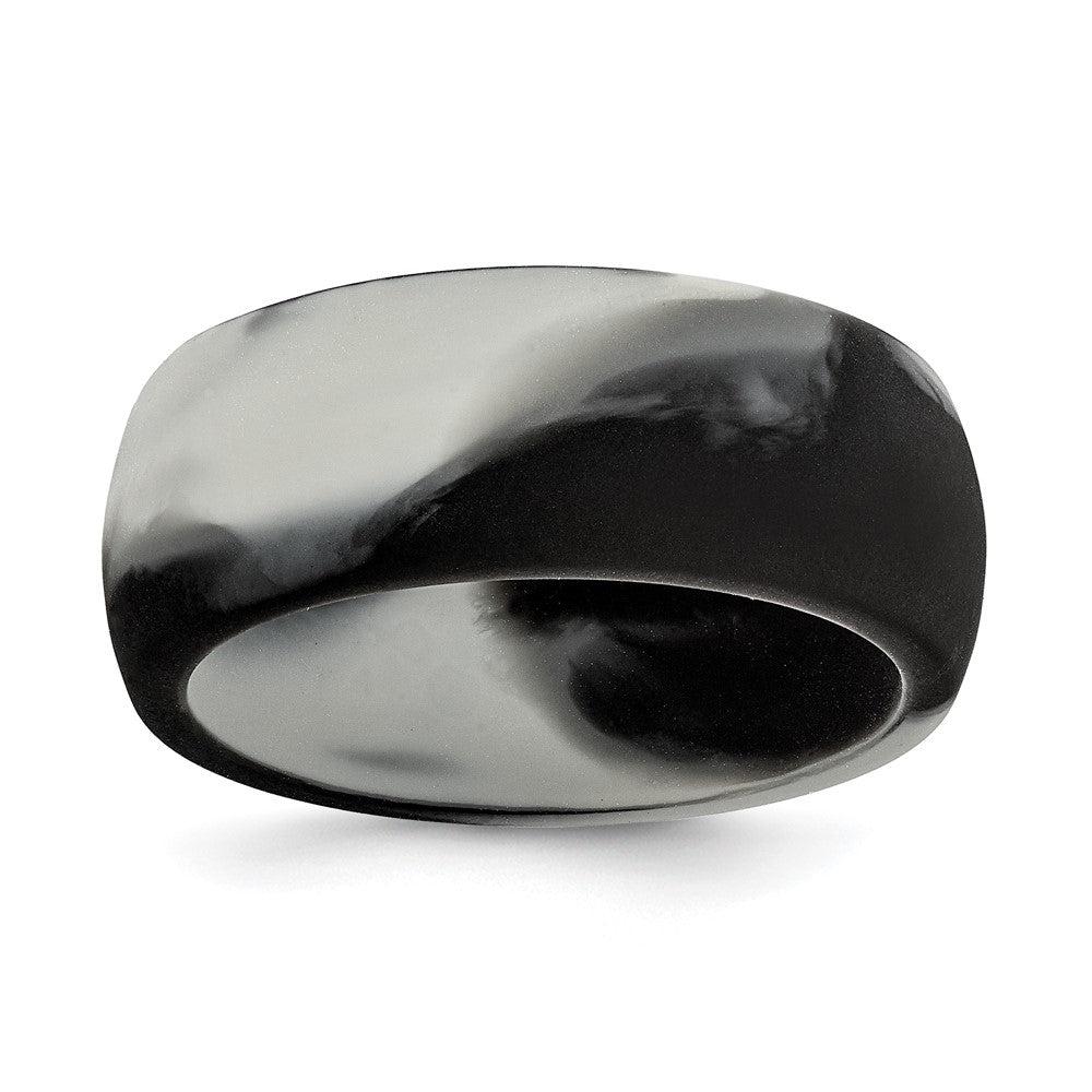 Silicone Black and Grey Camouflage 8.7mm Domed Band Size 8