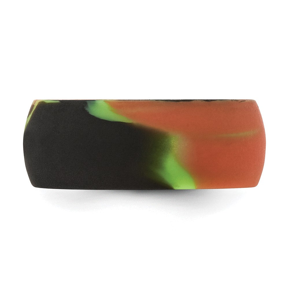 Silicone Green and Brown Camouflage 8.7mm Domed Band Size 11