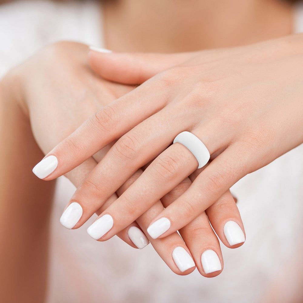 Silicone White 8.7mm Domed Band Size 13