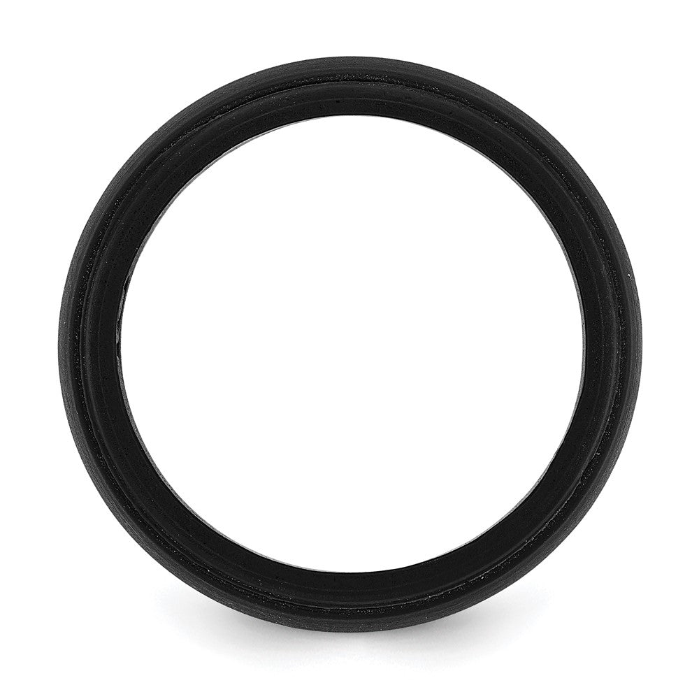 Silicone Black 8mm Ridged Edge Band Size 14