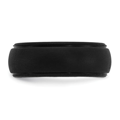 Silicone Black 8mm Ridged Edge Band Size 14