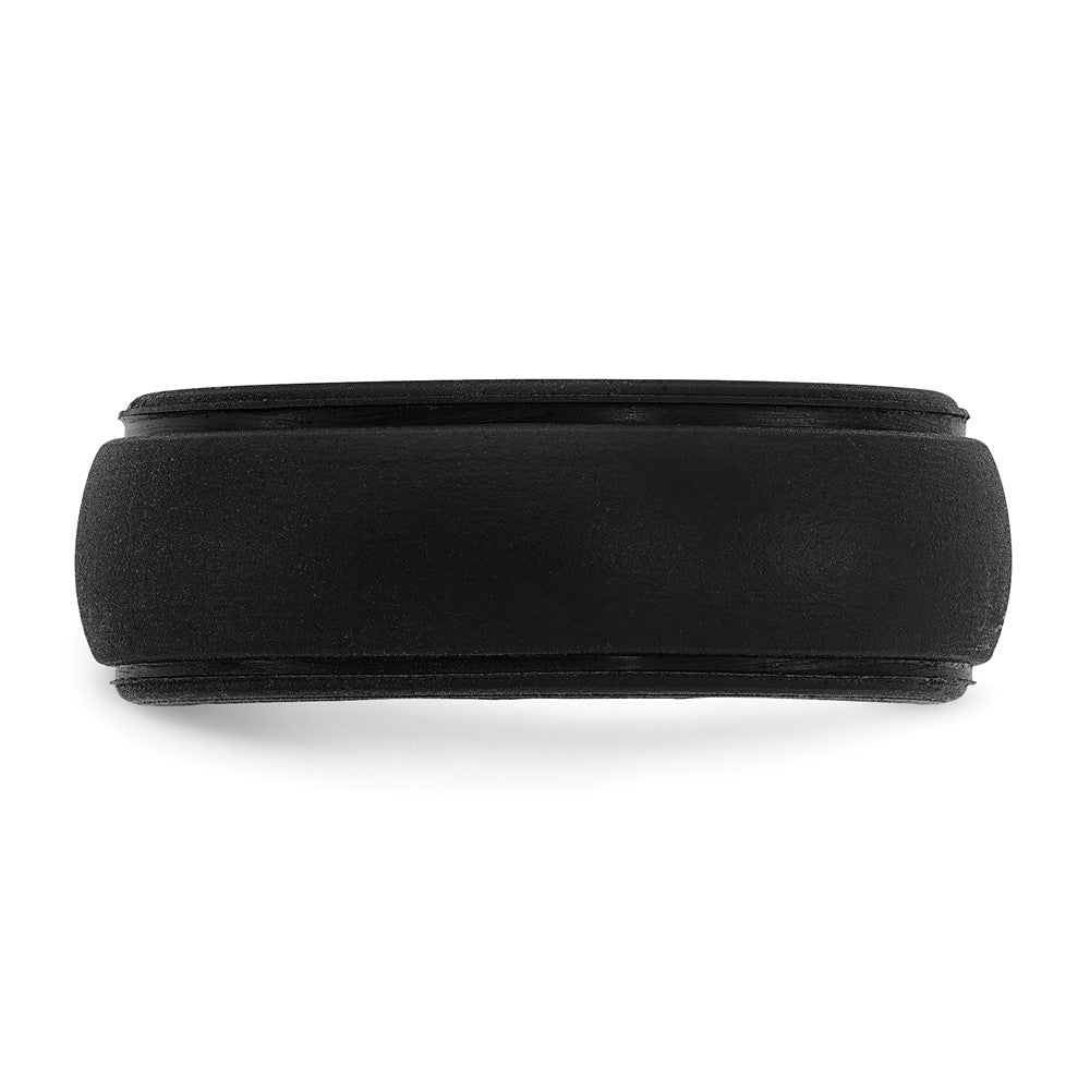 Silicone Black 8mm Ridged Edge Band Size 13