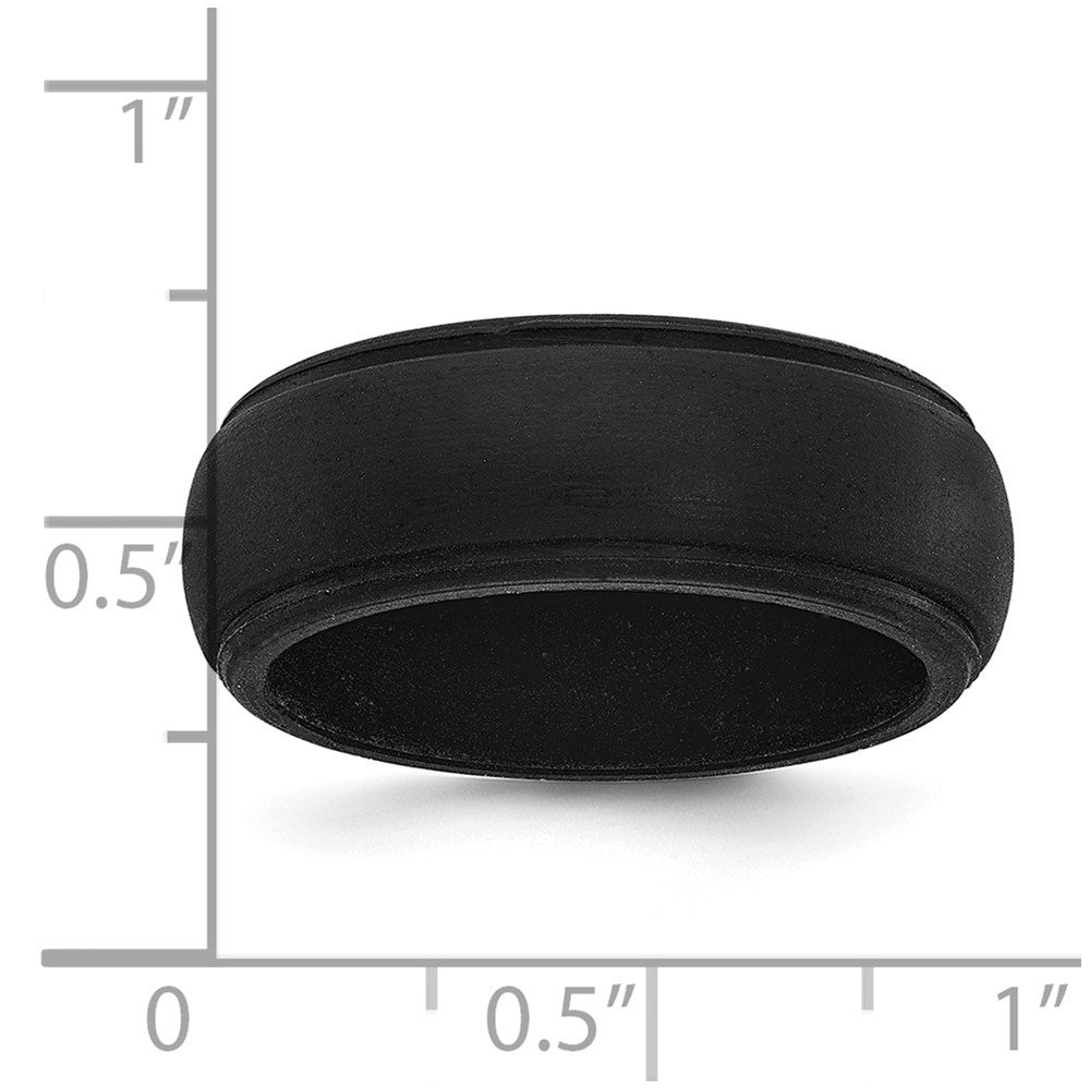 Silicone Black 8mm Ridged Edge Band Size 10