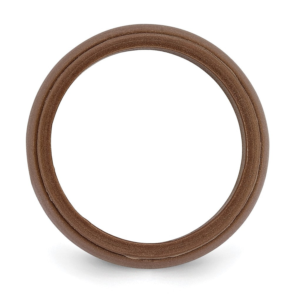 Silicone Bronze Metallic 8mm Ridged Edge Band Size 12