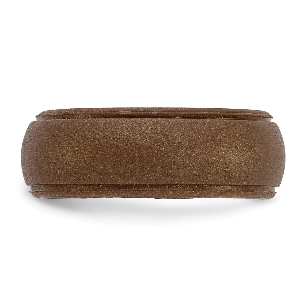 Silicone Bronze Metallic 8mm Ridged Edge Band Size 12