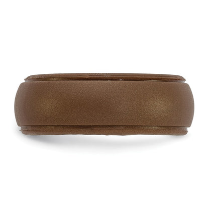 Silicone Bronze Metallic 8mm Ridged Edge Band Size 14