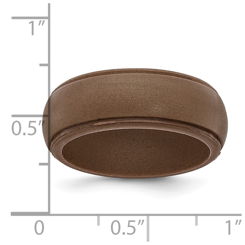 Silicone Bronze Metallic 8mm Ridged Edge Band Size 13