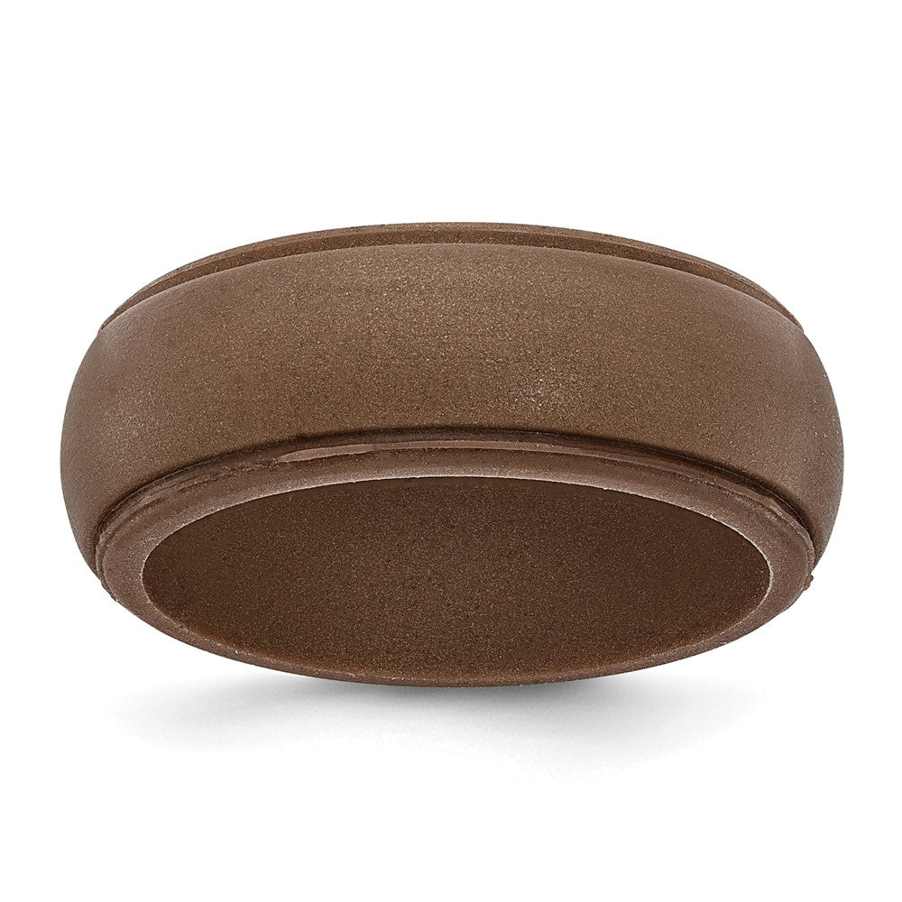 Silicone Bronze Metallic 8mm Ridged Edge Band Size 13