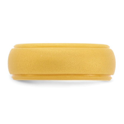 Silicone Gold Metallic 8mm Ridged Edge Band Size 12
