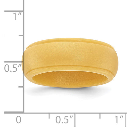 Silicone Gold Metallic 8mm Ridged Edge Band Size 13