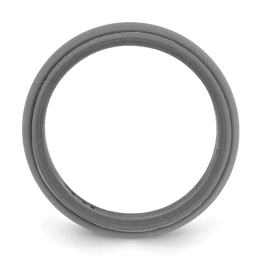 Silicone Dark Grey 8mm Ridged Edge Band Size 13