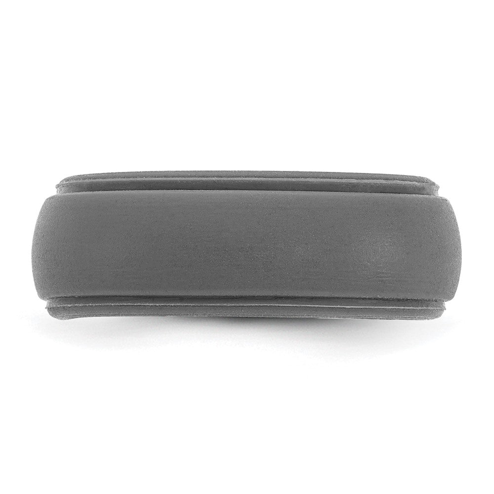 Silicone Dark Grey 8mm Ridged Edge Band Size 14