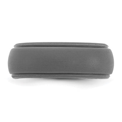 Silicone Dark Grey 8mm Ridged Edge Band Size 13