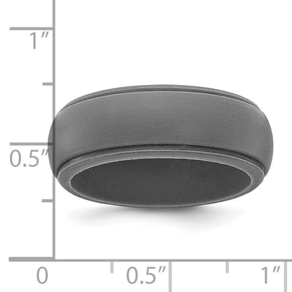 Silicone Dark Grey 8mm Ridged Edge Band Size 14