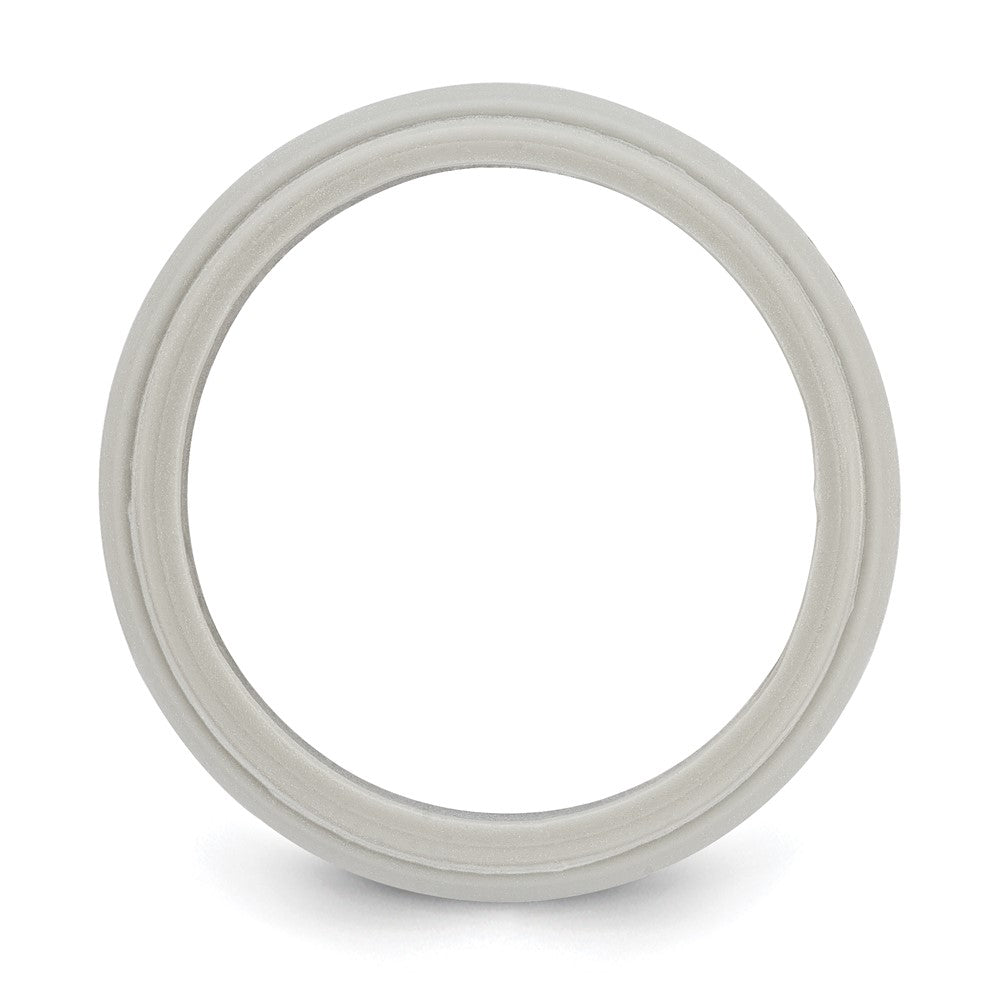 Silicone Grey 8mm Ridged Edge Band Size 13