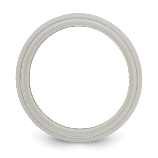 Silicone Grey 8mm Ridged Edge Band Size 13