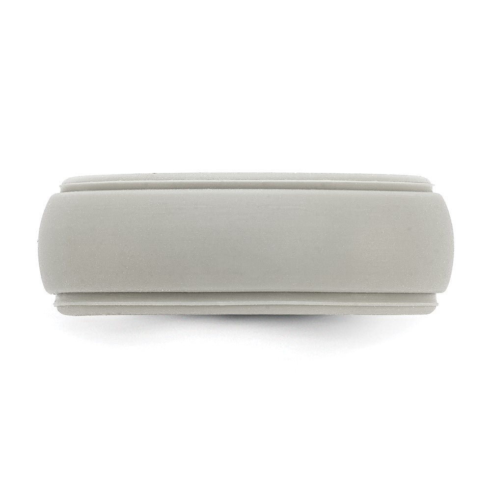 Silicone Grey 8mm Ridged Edge Band Size 14