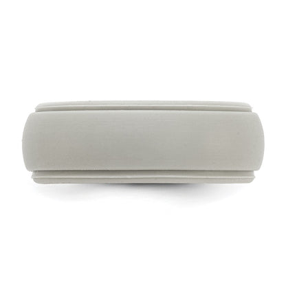 Silicone Grey 8mm Ridged Edge Band Size 8