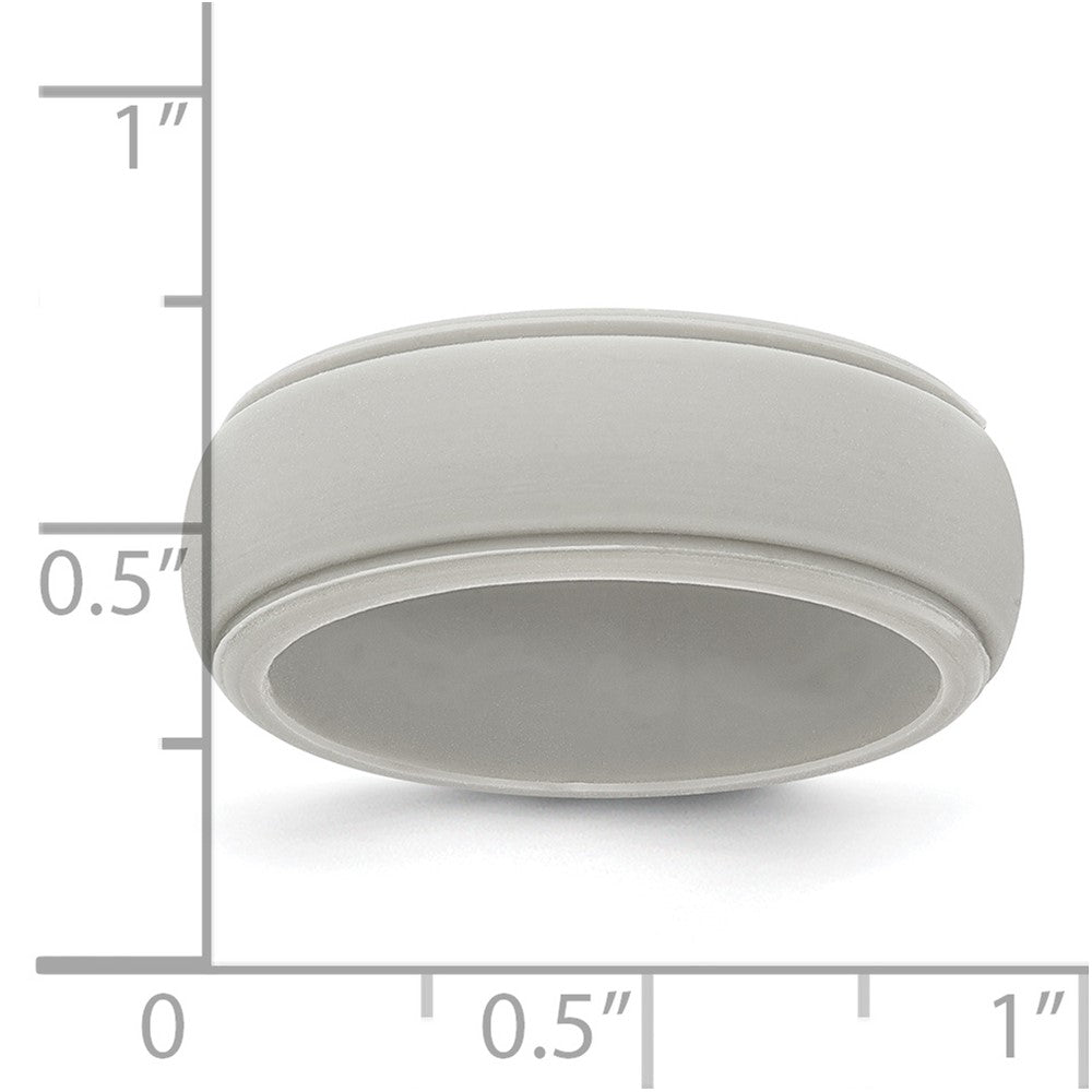 Silicone Grey 8mm Ridged Edge Band Size 8