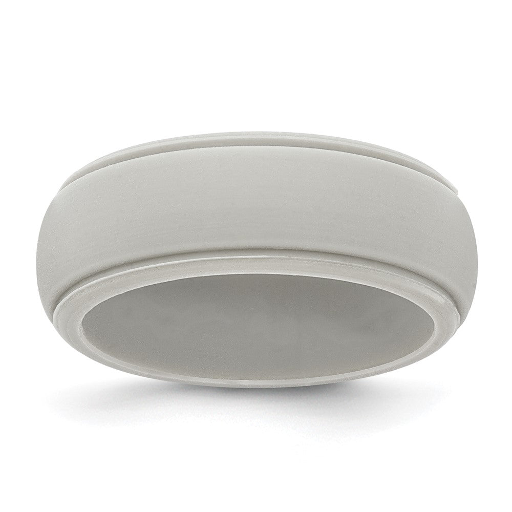 Silicone Grey 8mm Ridged Edge Band Size 8