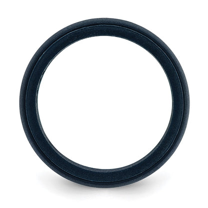 Silicone Navy Blue 8mm Ridged Edge Band Size 12