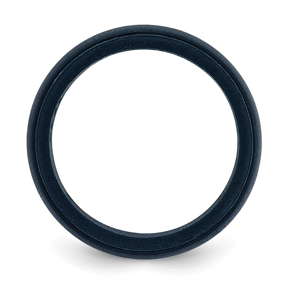 Silicone Navy Blue 8mm Ridged Edge Band Size 11