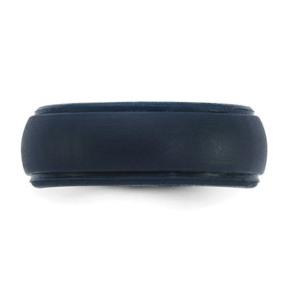 Silicone Navy Blue 8mm Ridged Edge Band Size 12