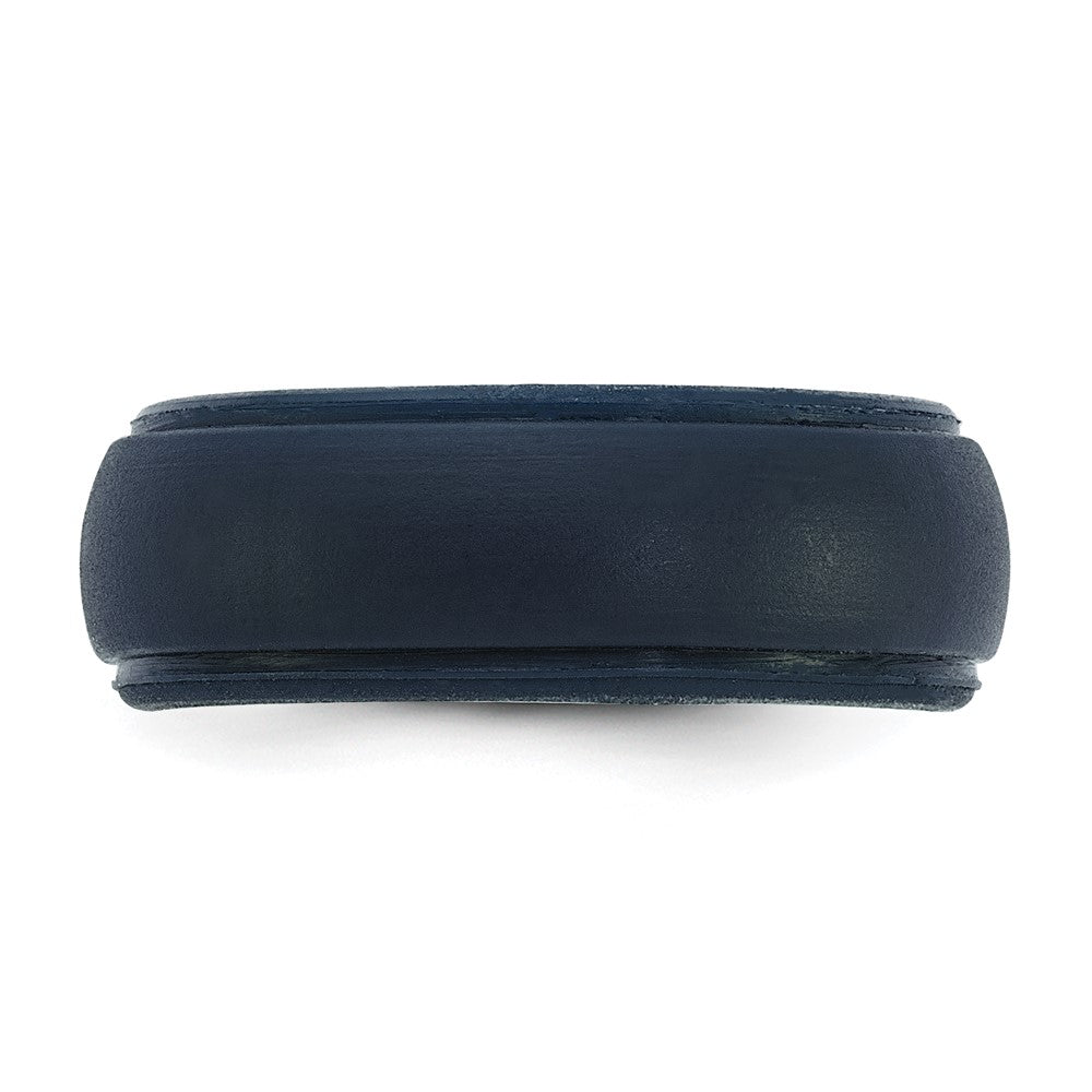 Silicone Navy Blue 8mm Ridged Edge Band Size 13