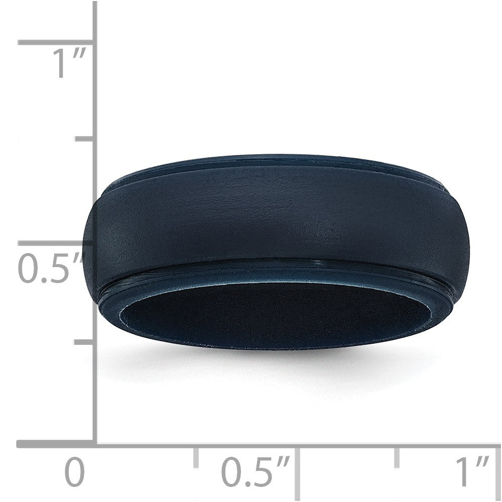 Silicone Navy Blue 8mm Ridged Edge Band Size 12