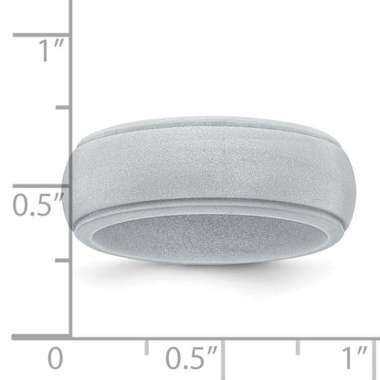 Silicone Silver Metallic 8mm Ridged Edge Band Size 13