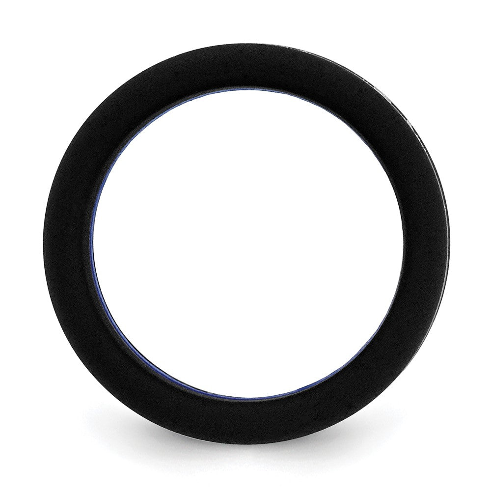 Silicone Black with Blue Line Center 7.5mm Flat Band Size 8