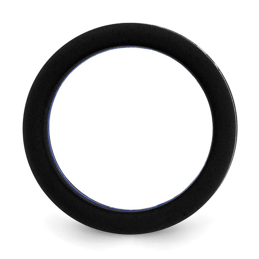 Silicone Black with Blue Line Center 7.5mm Flat Band Size 12