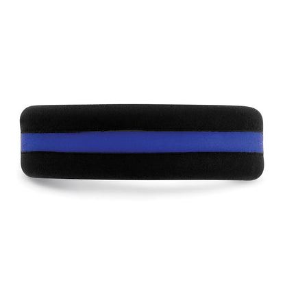 Silicone Black with Blue Line Center 7.5mm Flat Band Size 7