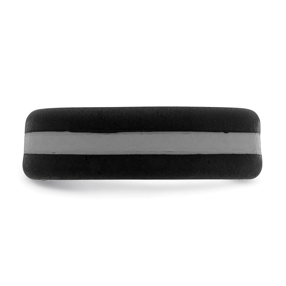 Silicone Black with Grey Line Center 7.5mm Flat Band Size 10
