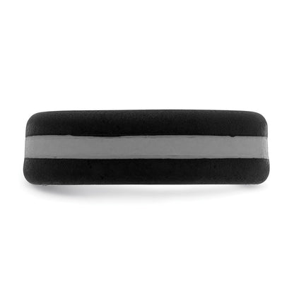Silicone Black with Grey Line Center 7.5mm Flat Band Size 11