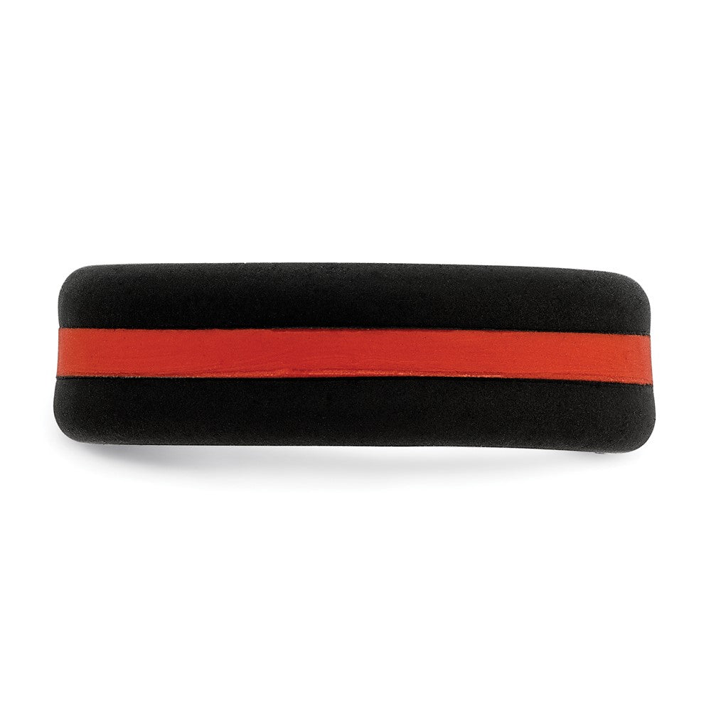 Silicone Black with Red Line Center 7.5mm Flat Band Size 12